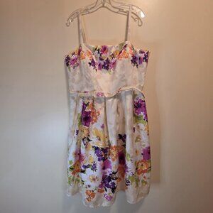 Jessica Howard Cream Floral Tea Dress with Belt 18
